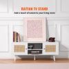 Rattan TV Stand, Boho TV Cabinet for 55 inch TV, Mid Century Modern TV Stand, Rattan TV Console with Adjustable Shelfs for Living Room, Media Room