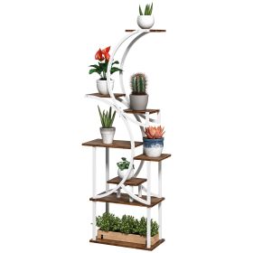 Plant Stand Indoor, 8 Tier 62" S-Shaped Plant Shelf, Corner Plant Rack for Multiple Plants, Carbonised Finish