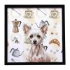 Hairless Chinese Crested Coffee Bar Framed Metal Print Bathroom, Kitchen, Office, Home Decor Wall Art Ready to Hang, Square, 8X8