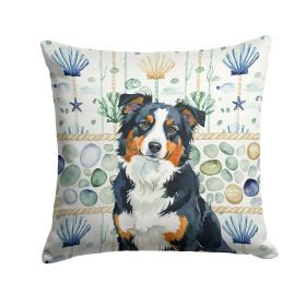 Black Tri American Shepherd Coastal Sea Glass Throw Pillow Decorative Indoor Outdoor Accent Cushion for Couch, Bed or Patio, 14Hx14W