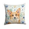 Corgi Coastal Sea Glass Throw Pillow Decorative Indoor Outdoor Accent Cushion for Couch, Bed or Patio, 18Hx18W