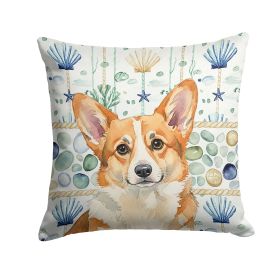 Corgi Coastal Sea Glass Throw Pillow Decorative Indoor Outdoor Accent Cushion for Couch, Bed or Patio, 18Hx18W