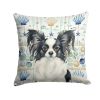 Black and White Papillon Coastal Sea Glass Throw Pillow Decorative Indoor Outdoor Accent Cushion for Couch, Bed or Patio, 14Hx14W