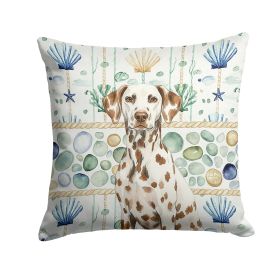Liver Dalmatian Coastal Sea Glass Throw Pillow Decorative Indoor Outdoor Accent Cushion for Couch, Bed or Patio, 14Hx14W