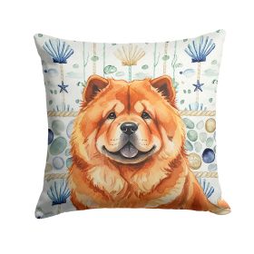 Red Chow Chow Coastal Sea Glass Throw Pillow Decorative Indoor Outdoor Accent Cushion for Couch, Bed or Patio, 18Hx18W