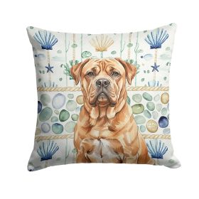 Dogue de Bordeaux Coastal Sea Glass Throw Pillow Decorative Indoor Outdoor Accent Cushion for Couch, Bed or Patio, 14Hx14W