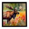 Moose Framed Metal Print Bathroom, Kitchen, Office, Home Decor Wall Art Ready to Hang, Square, 8X8
