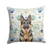 German Shepherd Coastal Sea Glass Throw Pillow Decorative Indoor Outdoor Accent Cushion for Couch, Bed or Patio, 14Hx14W