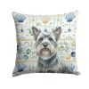 Gray Skye Terrier Coastal Sea Glass Throw Pillow Decorative Indoor Outdoor Accent Cushion for Couch, Bed or Patio, 14Hx14W