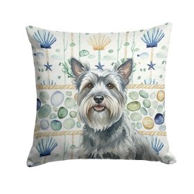 Gray Skye Terrier Coastal Sea Glass Throw Pillow Decorative Indoor Outdoor Accent Cushion for Couch, Bed or Patio, 14Hx14W