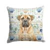 Bullmastiff Coastal Sea Glass Throw Pillow Decorative Indoor Outdoor Accent Cushion for Couch, Bed or Patio, 18Hx18W