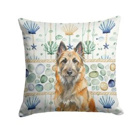 Belgian Laekenois Coastal Sea Glass Throw Pillow Decorative Indoor Outdoor Accent Cushion for Couch, Bed or Patio, 14Hx14W