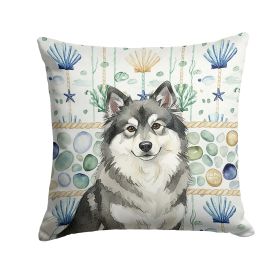 Keeshond Coastal Sea Glass Throw Pillow Decorative Indoor Outdoor Accent Cushion for Couch, Bed or Patio, 14Hx14W