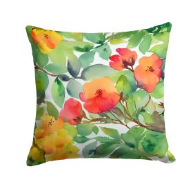 Connecticut Mountain Laurels in Watercolor Throw Pillow Machine Washable, Indoor Outdoor Decorative Pillow for Couch, Bed or Patio, 18Hx18W