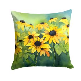 Maryland Black-Eyed Susans in Watercolor Throw Pillow Machine Washable, Indoor Outdoor Decorative Pillow for Couch, Bed or Patio, 14Hx14W
