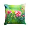 Iowa Wild Prairie Roses in Watercolor Throw Pillow Machine Washable, Indoor Outdoor Decorative Pillow for Couch, Bed or Patio, 18Hx18W