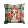 Blenheim English Toy Spaniel Christmas PoinsettIas Throw Pillow Decorative Indoor Outdoor Accent Cushion for Couch, Bed or Patio, 18Hx18W