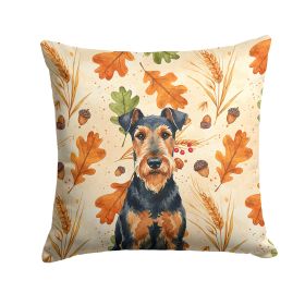 Airedale Terrier Heirloom Fall Throw Pillow Decorative Indoor Outdoor Accent Cushion for Couch, Bed or Patio, 18Hx18W