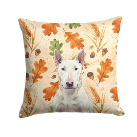 White Bull Terrier Heirloom Fall Throw Pillow Decorative Indoor Outdoor Accent Cushion for Couch, Bed or Patio, 18Hx18W