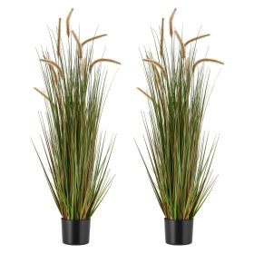 Artificial Grass Plant, 2 Pack 47 inch Horsetail Reed Grass in Pot
