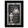 "Everyday Starts with Coffee" Chalkboard framed By Trendy Decor 4U, Ready to Hang Framed Print, Black Frame