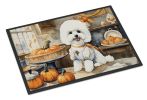NEW Bichon Frise Fall Kitchen Pumpkins Doormat Front Door Mat Indoor Outdoor Rugs for Entryway, Non Slip Washable Low Pile, 18H X 27W