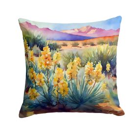 New Mexico Yucca Flower in Watercolor Throw Pillow Machine Washable, Indoor Outdoor Decorative Pillow for Couch, Bed or Patio, 14Hx14W