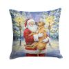 Rhodesian Ridgeback with Santa Claus Throw Pillow Decorative Indoor Outdoor Accent Cushion for Couch, Bed or Patio, 14Hx14W