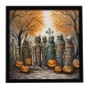 Mummies Spooky Halloween Framed Metal Print Bathroom, Kitchen, Office, Home Decor Wall Art Ready to Hang, Square, 8X8