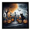 Black Cat Spooky Halloween Framed Metal Print Bathroom, Kitchen, Office, Home Decor Wall Art Ready to Hang, Square, 8X8