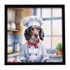 English Setter The Chef Framed Metal Print Bathroom, Kitchen, Office, Home Decor Wall Art Ready to Hang, Square, 8X8