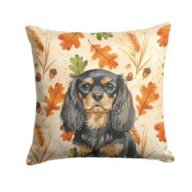 Black and Tan English Toy Spaniel Heirloom Fall Throw Pillow Decorative Indoor Outdoor Accent Cushion for Couch, Bed or Patio, 18Hx18W