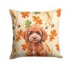 Miniature Red Poodle Heirloom Fall Throw Pillow Decorative Indoor Outdoor Accent Cushion for Couch, Bed or Patio, 18Hx18W