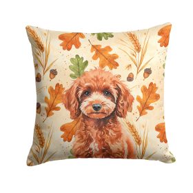 Miniature Red Poodle Heirloom Fall Throw Pillow Decorative Indoor Outdoor Accent Cushion for Couch, Bed or Patio, 18Hx18W