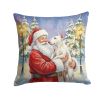 Bull Terrier with Santa Claus Throw Pillow Decorative Indoor Outdoor Accent Cushion for Couch, Bed or Patio, 18Hx18W