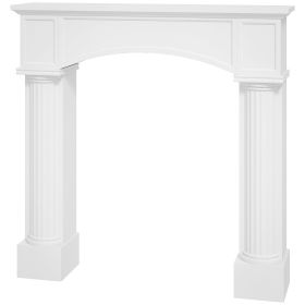 Modern Fireplace Mantel, Freestanding Fireplace Surround for Electric Fireplaces, 43.3" W x 42.8" H, White