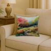 North Carolina Dogwoods in Watercolor Throw Pillow Machine Washable, Indoor Outdoor Decorative Pillow for Couch, Bed or Patio, 18Hx18W