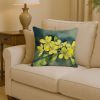 South Carolina Yellow Jessamine in Watercolor Throw Pillow Machine Washable, Indoor Outdoor Decorative Pillow for Couch, Bed or Patio, 14Hx14W