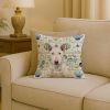 White Bull Terrier Coastal Sea Glass Throw Pillow Decorative Indoor Outdoor Accent Cushion for Couch, Bed or Patio, 18Hx18W