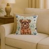Red Brussels Griffon Coastal Sea Glass Throw Pillow Decorative Indoor Outdoor Accent Cushion for Couch, Bed or Patio, 18Hx18W