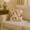 White Bull Terrier Heirloom Fall Throw Pillow Decorative Indoor Outdoor Accent Cushion for Couch, Bed or Patio, 18Hx18W