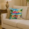 Hawaii Hawaiian Hibiscus in Watercolor Throw Pillow Machine Washable, Indoor Outdoor Decorative Pillow for Couch, Bed or Patio, 14Hx14W