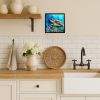 Loggerhead Sea Turtle Framed Metal Print Bathroom, Kitchen, Office, Home Decor Wall Art Ready to Hang, Square, 8X8