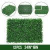 12 pcs Artificial Boxwood Panel  Boxwood Hedge Wall Panels Artificial Grass Backdrop Wall 24X16 Green Grass Wall