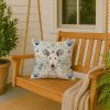 White Bull Terrier Coastal Sea Glass Throw Pillow Decorative Indoor Outdoor Accent Cushion for Couch, Bed or Patio, 18Hx18W