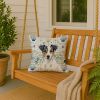 White and Black Jack Russell Terrier Coastal Sea Glass Throw Pillow Decorative Indoor Outdoor Accent Cushion for Couch, Bed or Patio, 18Hx18W