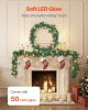 Christmas Garland, 9-Ft Artificial Christmas Garland with Light String, Faux Greenery Decoration with Berry Clusters, Pine Needles, Pine Cones