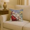 Bull Terrier with Santa Claus Throw Pillow Decorative Indoor Outdoor Accent Cushion for Couch, Bed or Patio, 18Hx18W