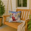 English Bulldog with Santa Claus Throw Pillow Decorative Indoor Outdoor Accent Cushion for Couch, Bed or Patio, 18Hx18W