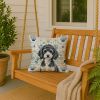 Miniature Parti Poodle Coastal Sea Glass Throw Pillow Decorative Indoor Outdoor Accent Cushion for Couch, Bed or Patio, 18Hx18W